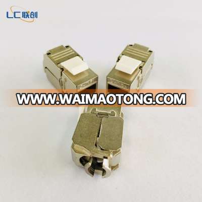 180 degree shielded RJ45 toolless Cat6A Keystone Jack